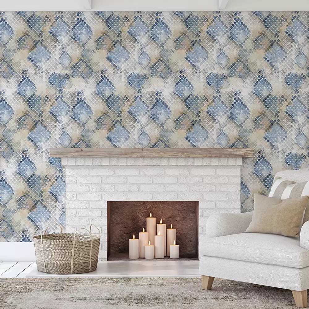 Snake Skin Texture Wallpaper – Watercolour Effect Realistic Reptile Pattern