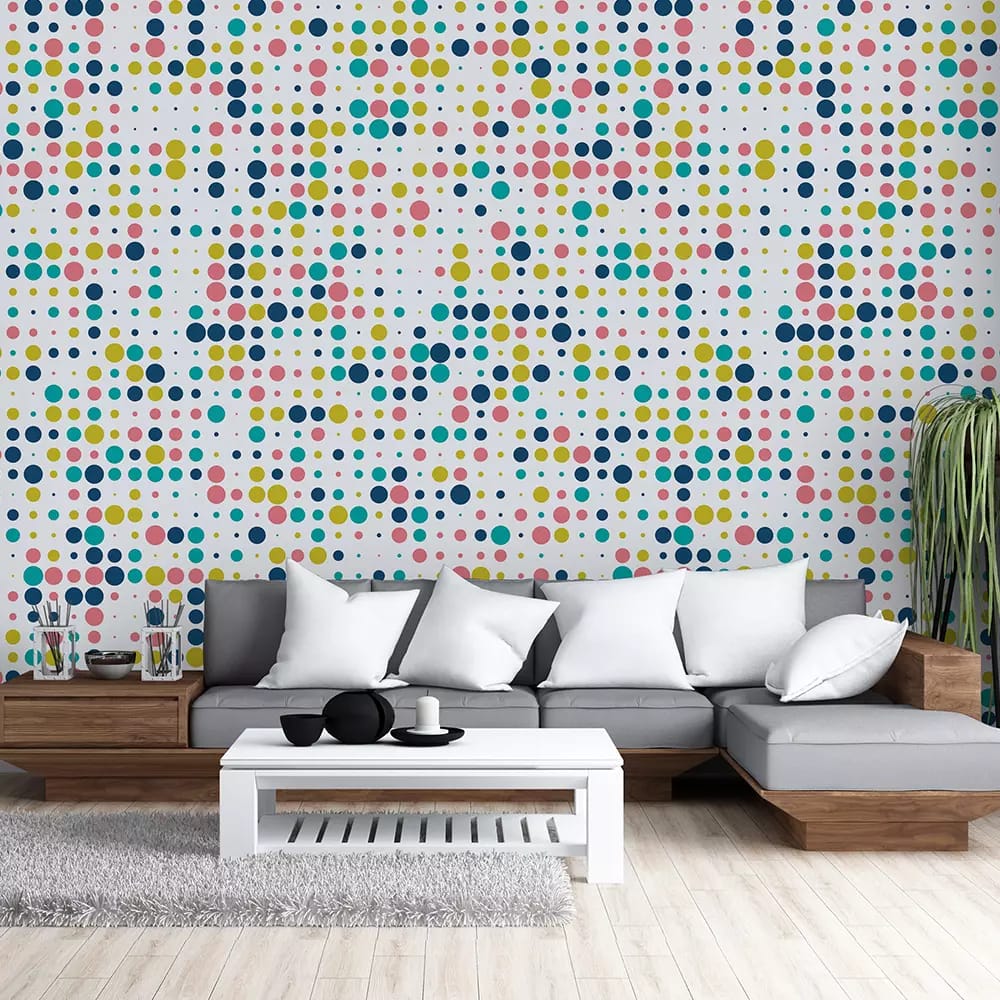 Simple Dots Wallpaper – Seamless Polka Dot Pattern on White Background