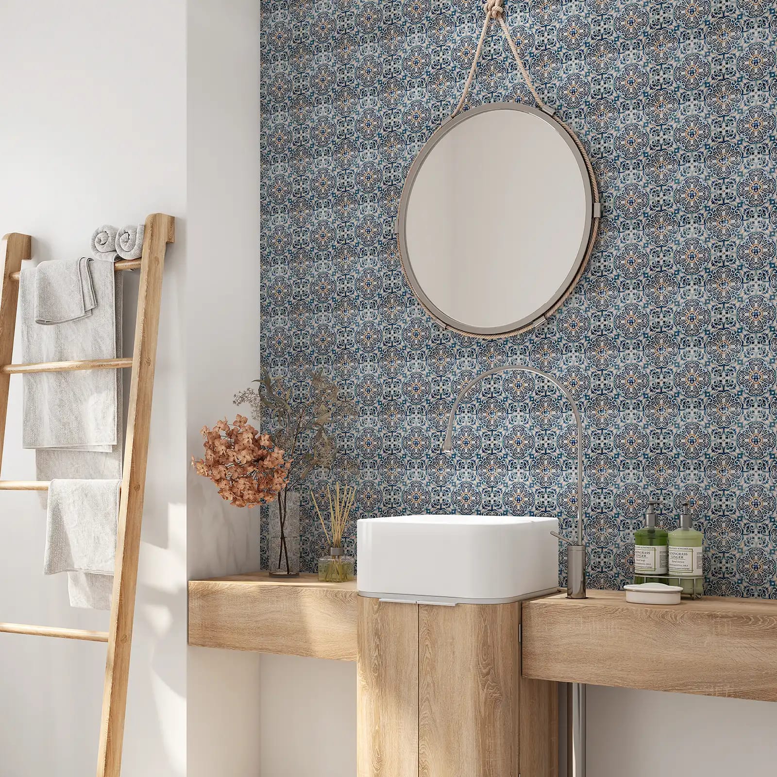 Peel and stick tile stickers - Traditional Moroccan Blue Tiles Design