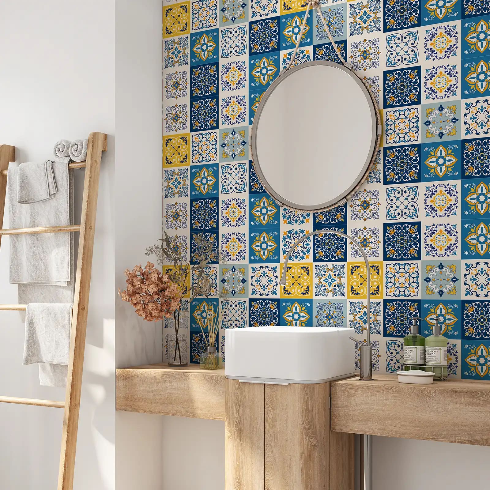 Peel and stick tile stickers - Seamless Colorful Patchwork