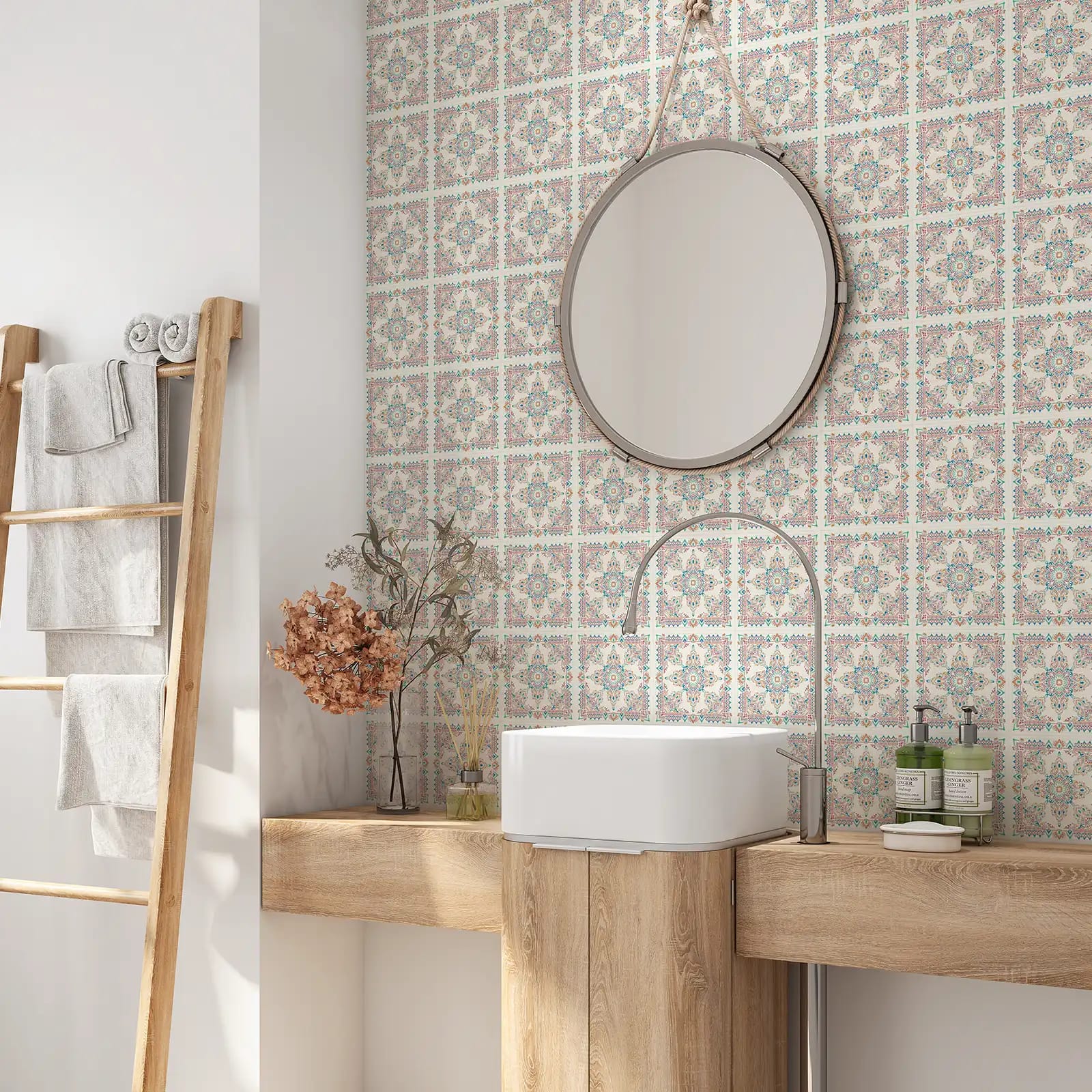 Peel and stick tile stickers - Paisley Bandana Print