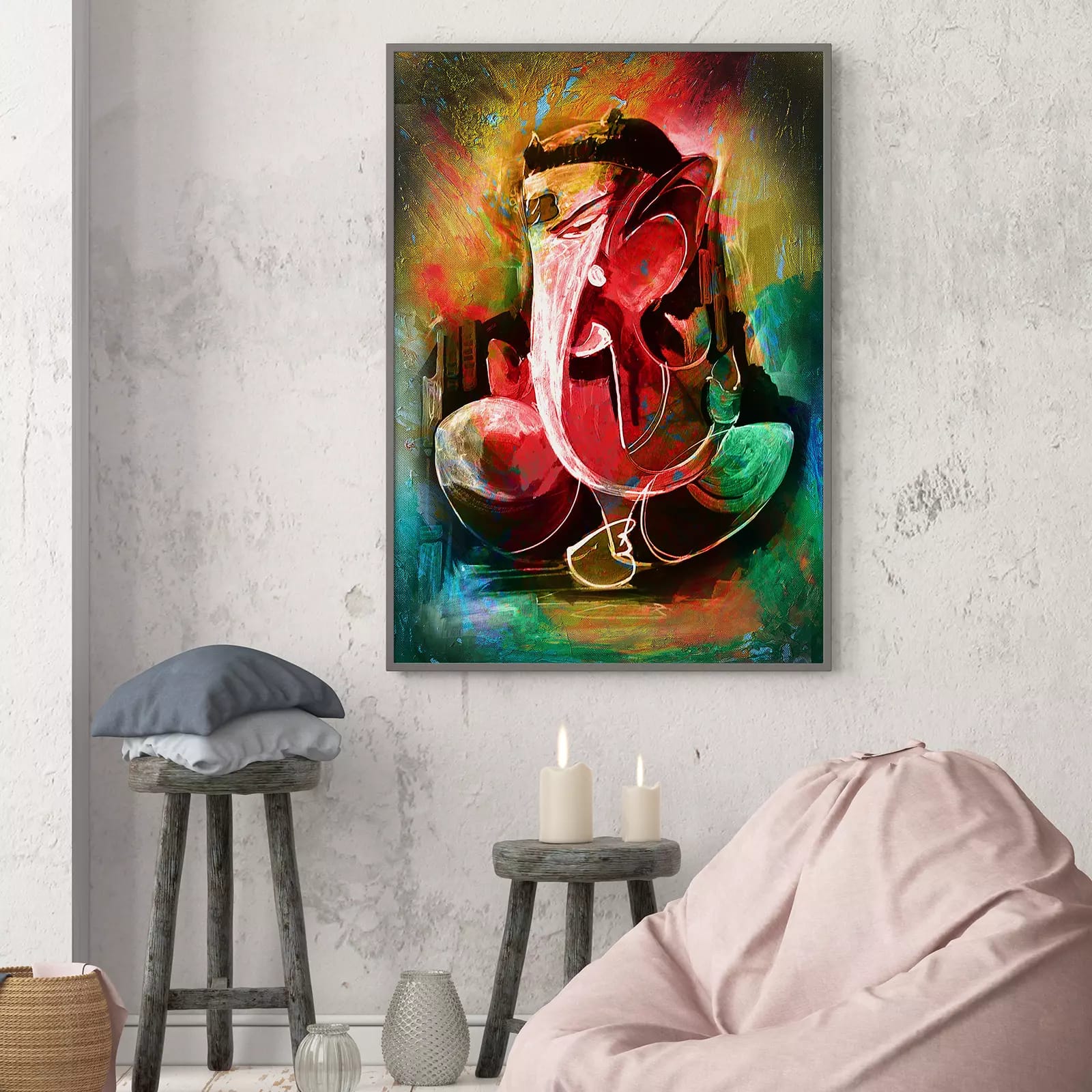 Multicolored Lord Ganesha Hindu God Abstract Texture Background