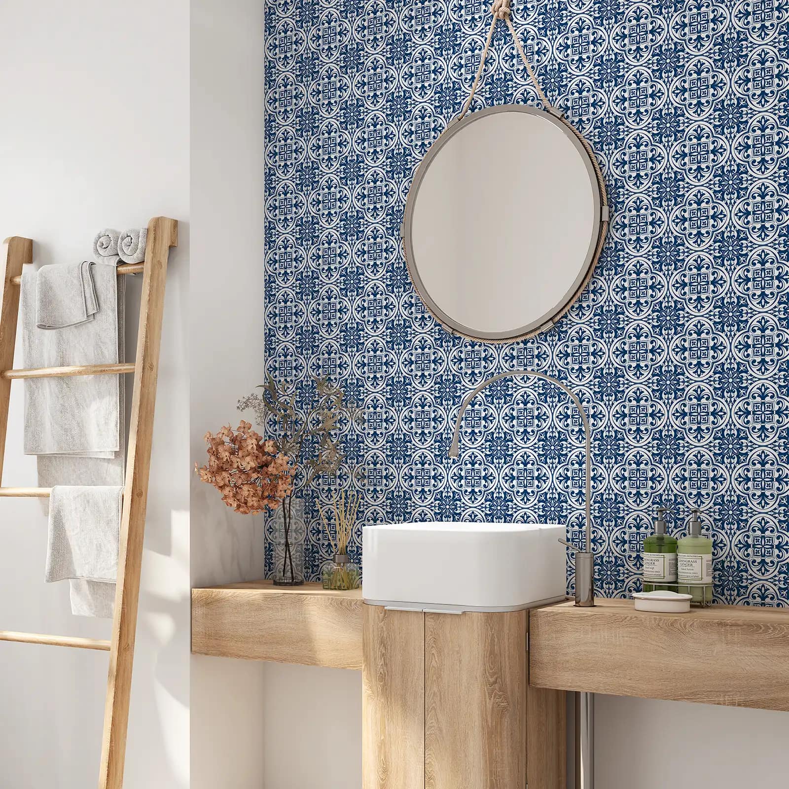 Peel and stick tile stickers - Indigo Portuguese Ceramic design