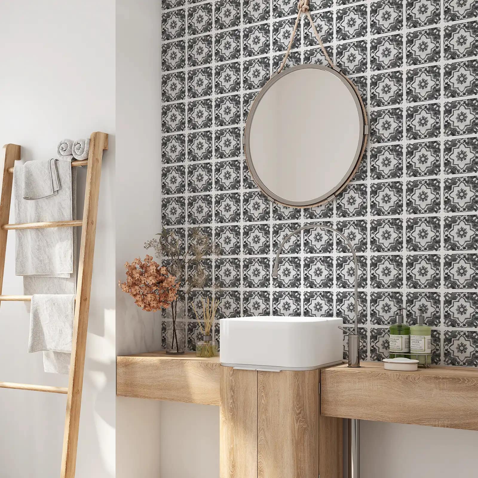 Peel and stick tile stickers - Persimmon And Mediterranean Watercolor